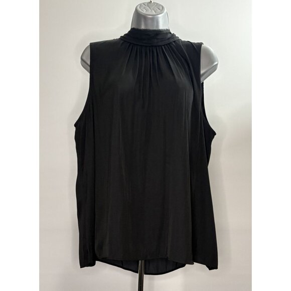 Worthington Tops - WORTHINGTON Womens Black Sleeveless Mock Neck Blouse Keyhole Back Flowing PXL